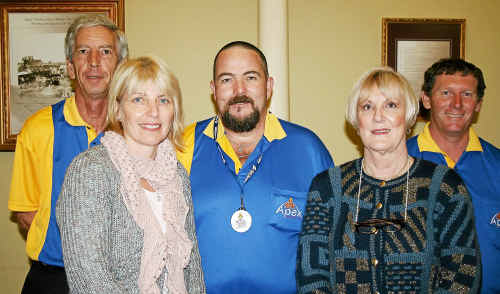 Apexians (back, from left) Peter Hardwick, Neil Briscoe and Tim Gallagher with (front) Bush Childrens health support worker Linda Cholawinskyj and CEO Cheryl Miller. Apexians (back, from left) Peter Hardwick, Neil Briscoe and Tim Gallagher with (front) Bush Childrens health support worker Linda Cholawinskyj and CEO Cheryl Miller.